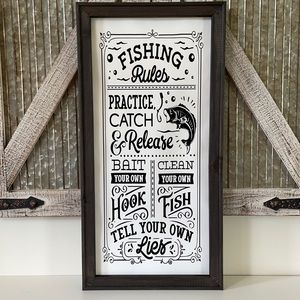 Fishing Rules Sign Wall Decor